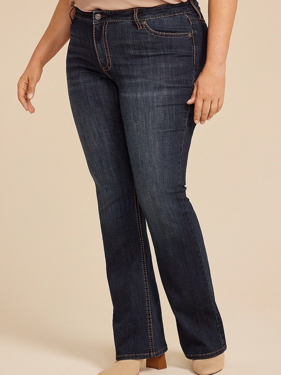 Maurices Denim - Maurices Dark Crosshatch Mid Rise Thick Stitch Bootcut Jean - 24W TALL